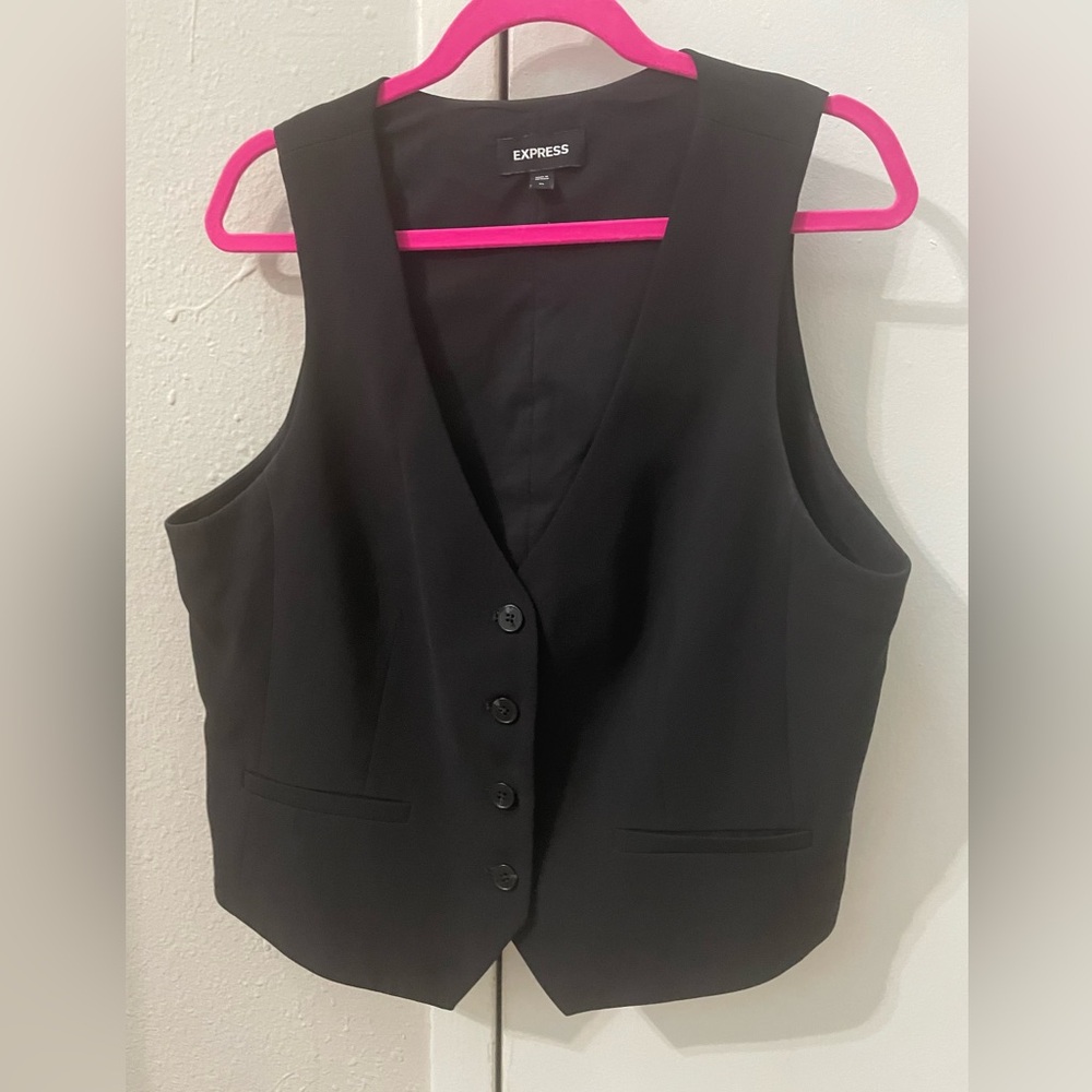 Express Black Button-Up Vest